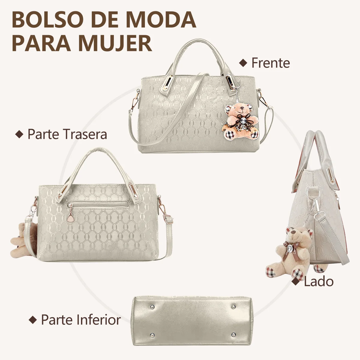 4Pcs/Set Women Lady Leather Handbags Messenger Shoulder Bags Purse Tote Satchel - Image 2