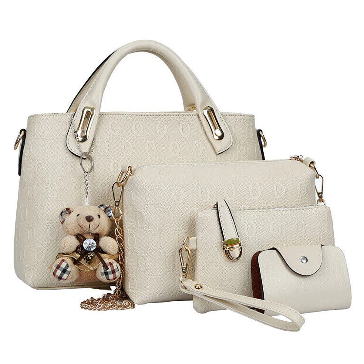 4Pcs/Set Women Lady Leather Handbags Messenger Shoulder Bags Purse Tote Satchel