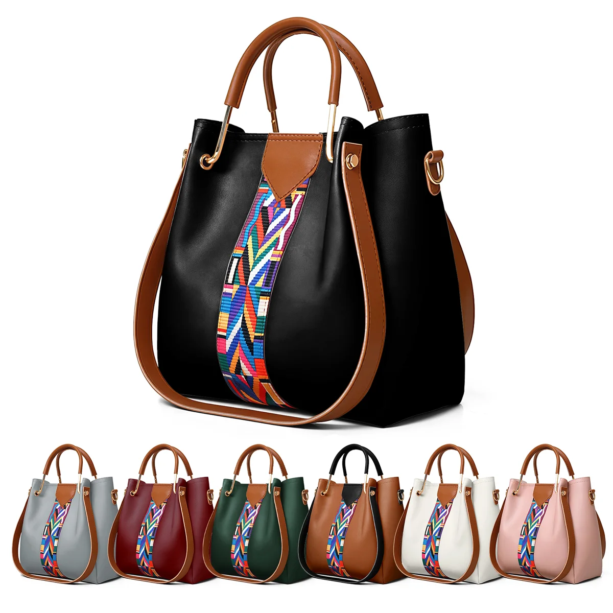 4pcs/set Women Ladies Leather Handbag Shoulder Tote Purse Satchel Messenger Bag - Image 2