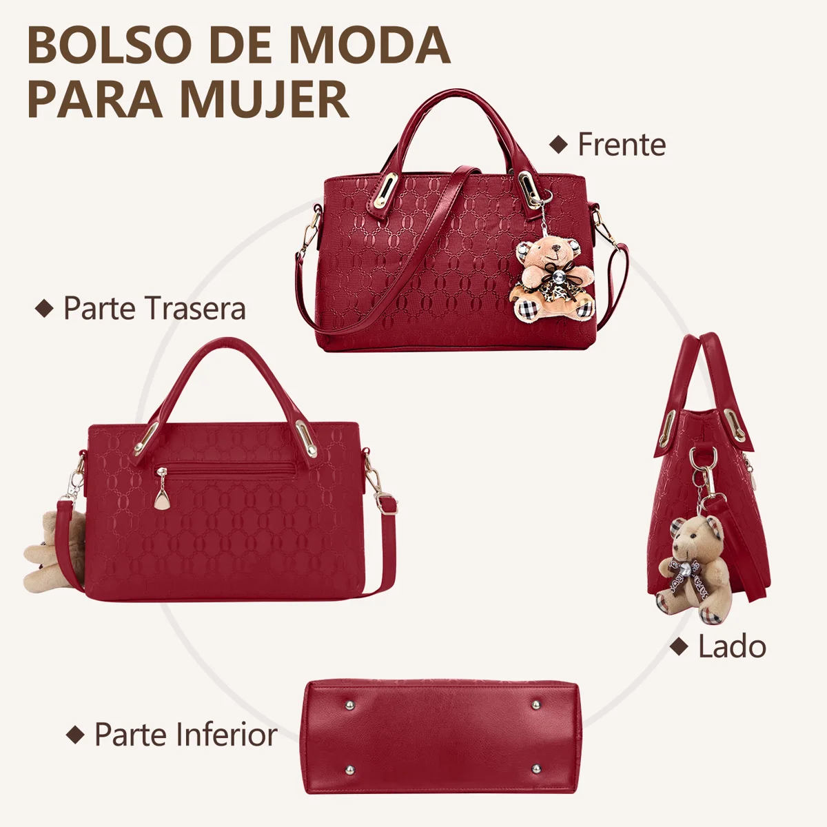 4pcs/set Women Lady Leather Handbags Messenger Shoulder Bags Purse Tote Satchel - Image 2